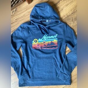 Marmot Hoodie With Pouch, Navy Blue- Unisex Medium